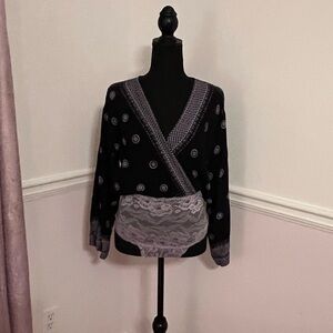 Free People On Board Bodysuit - Lavender Lace, Snap Gusset, Tassel Tie Back